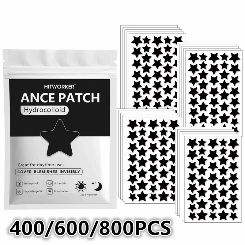Hydrocolloid Acne Patch - 400/600/800枚入り 星型ハイドロコロイドニキビパッチ 防水 ブラックスポットコンシーラーパッチ スポット治療用