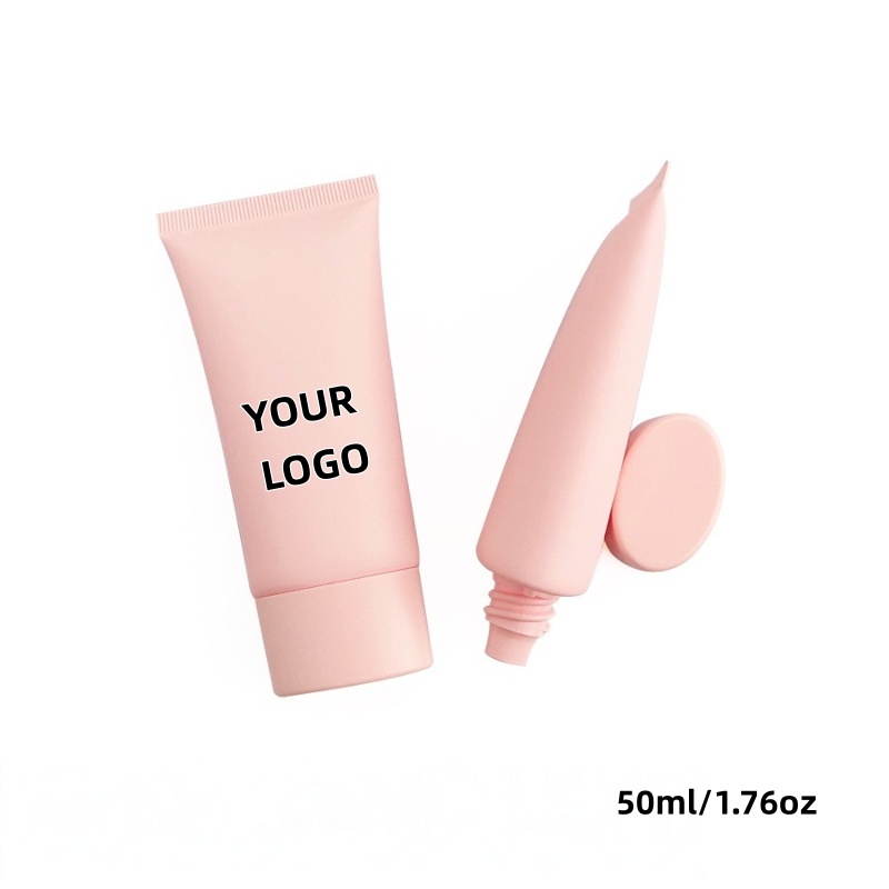 Skincare Pink - 【ロゴカスタム】50個のカスタマイズされた50mlピンクの蓋/白銀の縁取りピンクのフラットチューブ化粧品、スキンケア製品美容包装