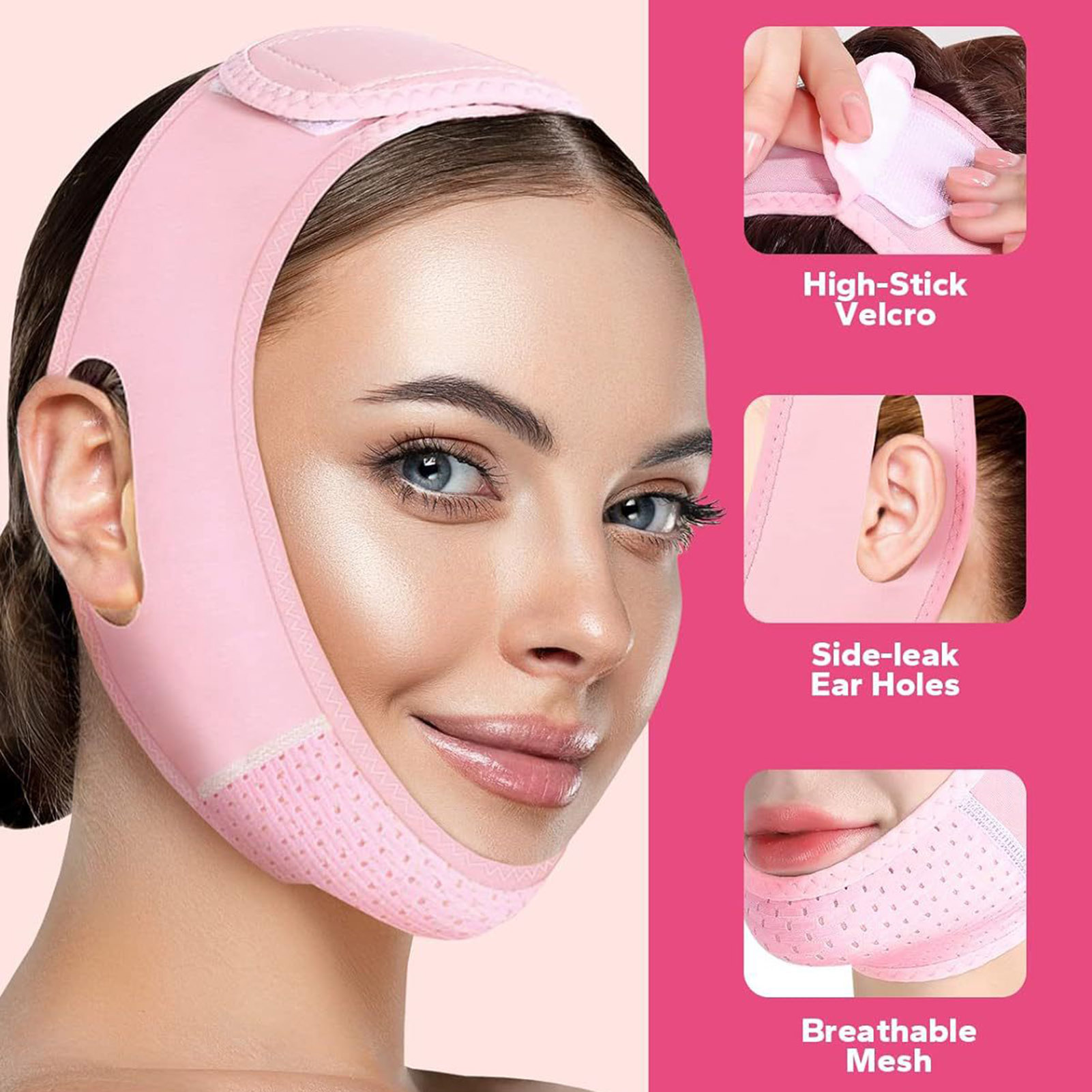 Skincare Routine - デイリーケア フェイススリミングストラップ Vラインリフティングバンド 女性用 二重あご軽減 ファーミングマスク