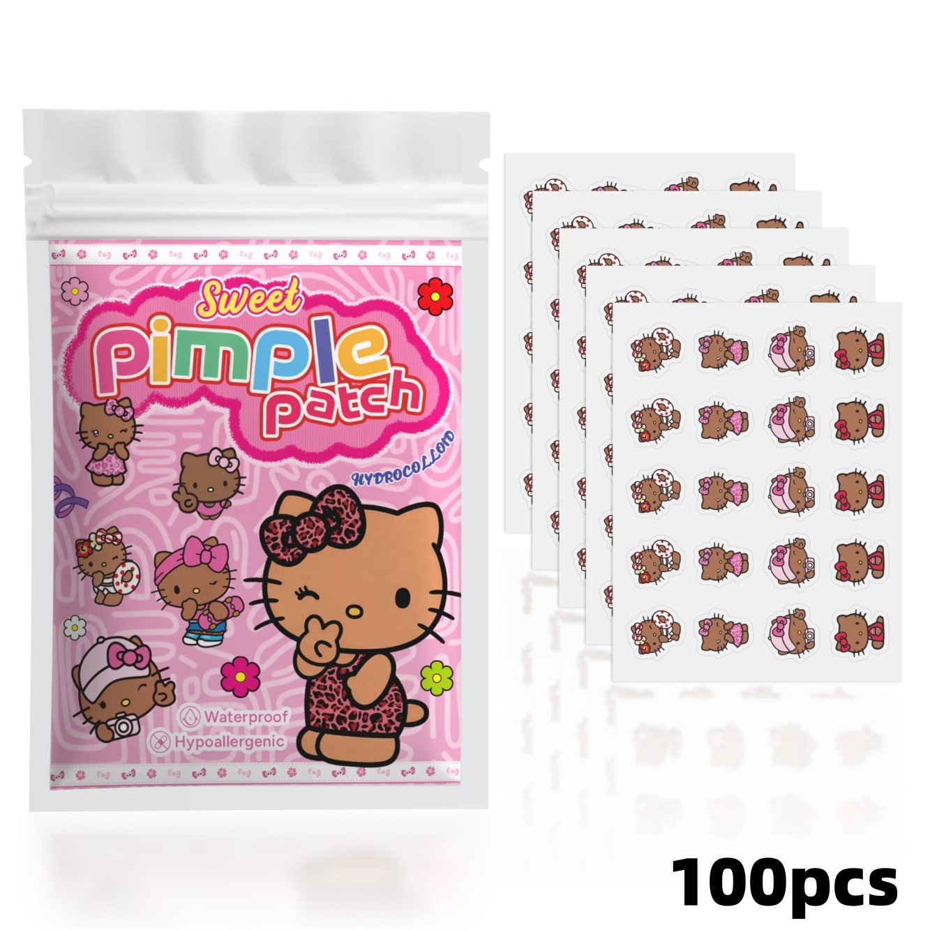 100枚入り ハローキティ ニキビパッチ、顔用ニキビパッチ、 - Hydrocolloid Acne Patch のレビューと価格