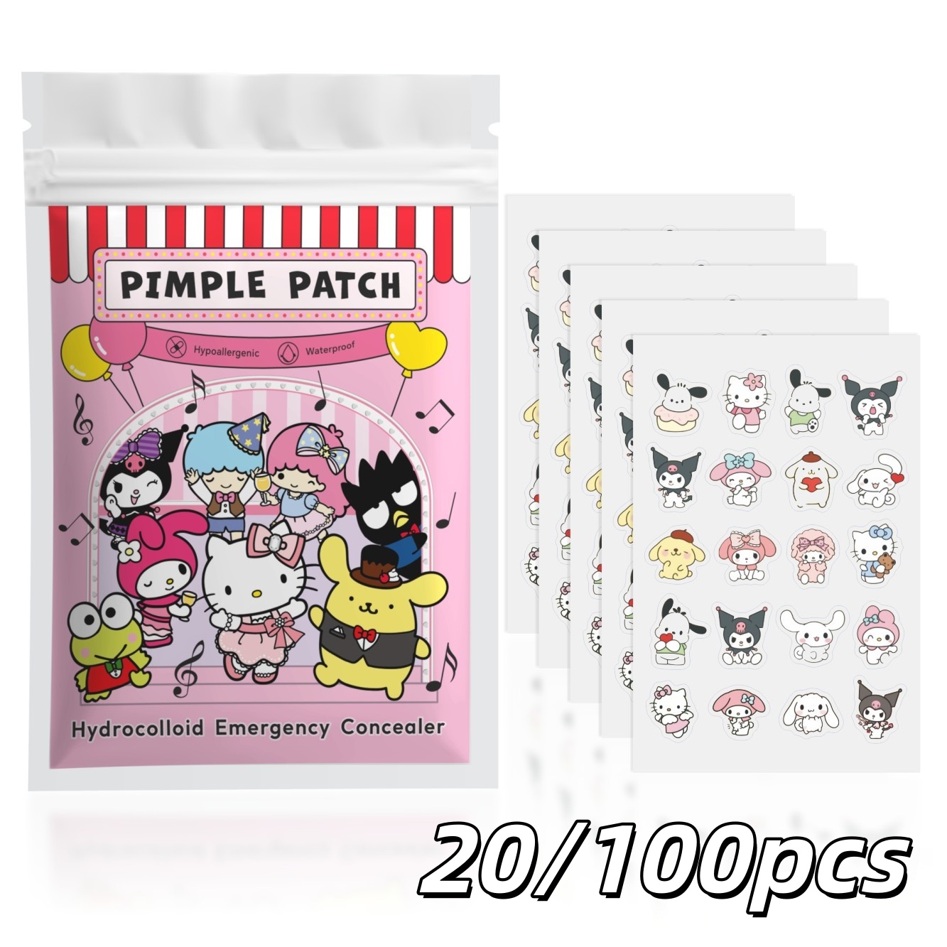 20/100 個ハローキティハイドロコロイドニキビパッチセッ - Hydrocolloid Acne Patch のレビューと価格