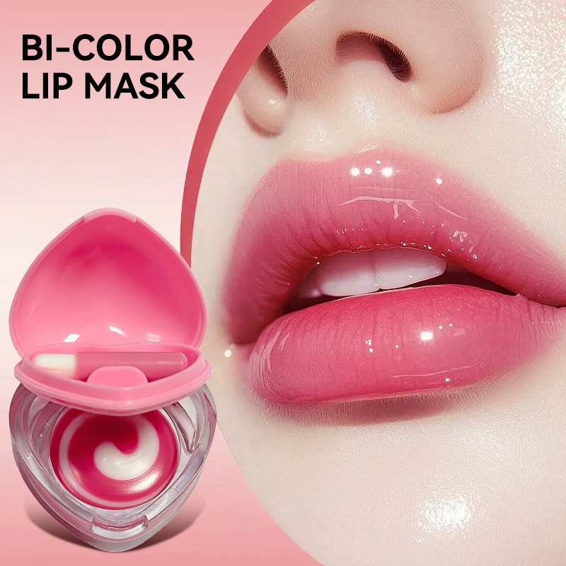 ラックゴー ハート ダブルカラー リップマスク：ピンク色の唇 - Skincare Pink のレビューと価格