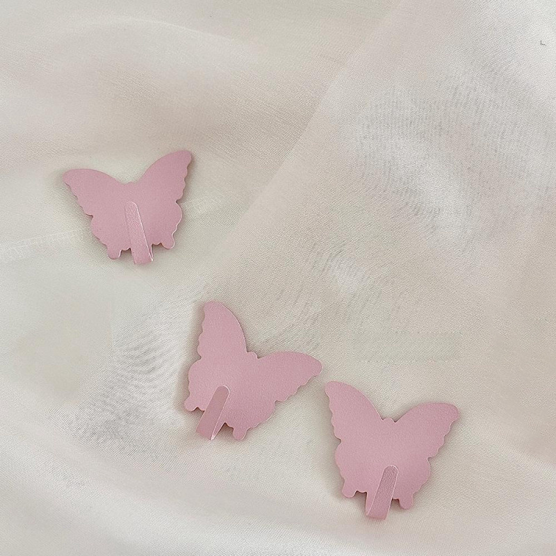 3PC ピンク白蝶の形の金属多目的フックかわいい女の子の寝室 - Skincare Pink のレビューと価格