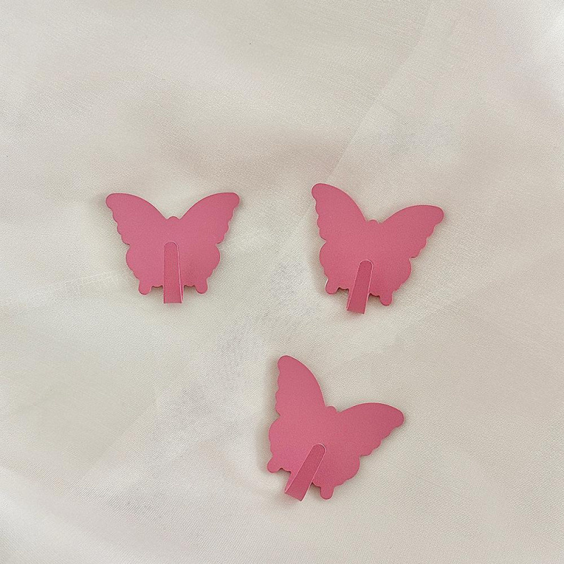 3PC ピンク白蝶の形の金属多目的フックかわいい女の子の寝室 - Skincare Pink のレビューと価格