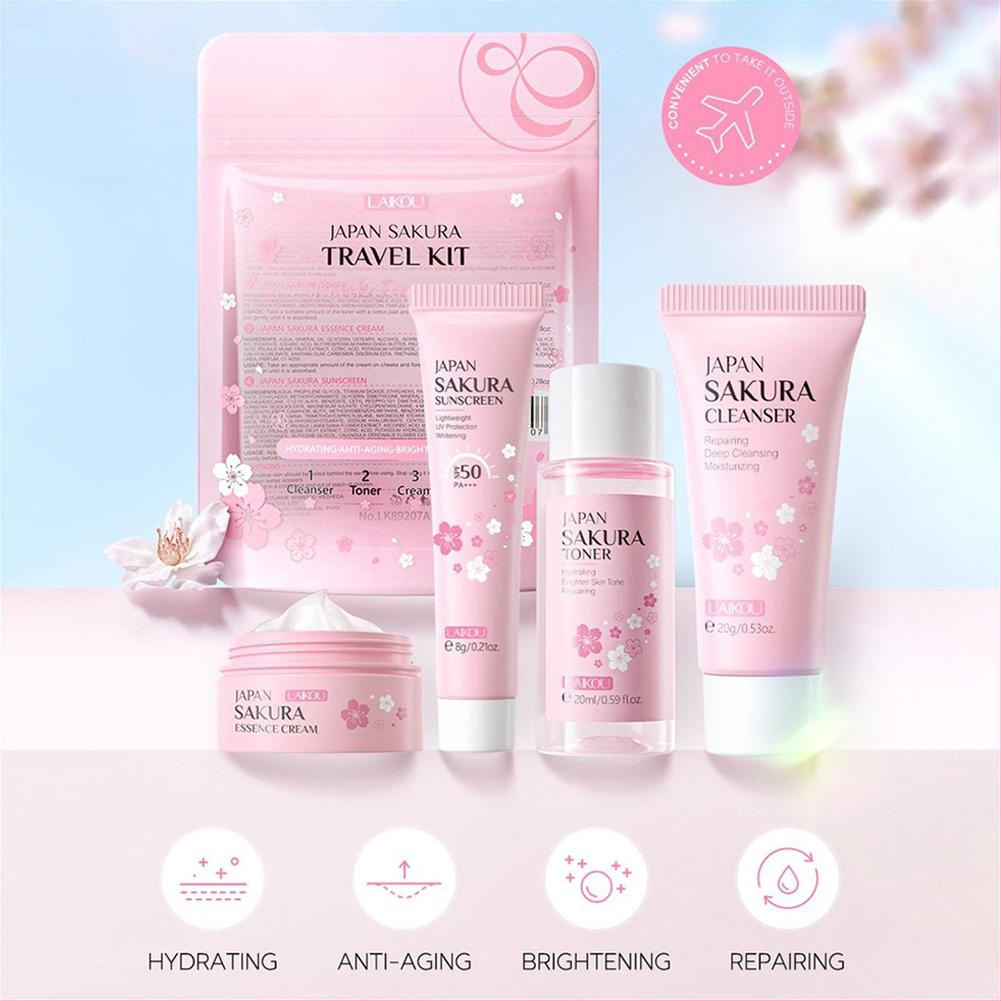 さくらスキンケアセット洗顔料、美容液、トナー、日焼け止め、フ - Skincare Routine のレビューと価格