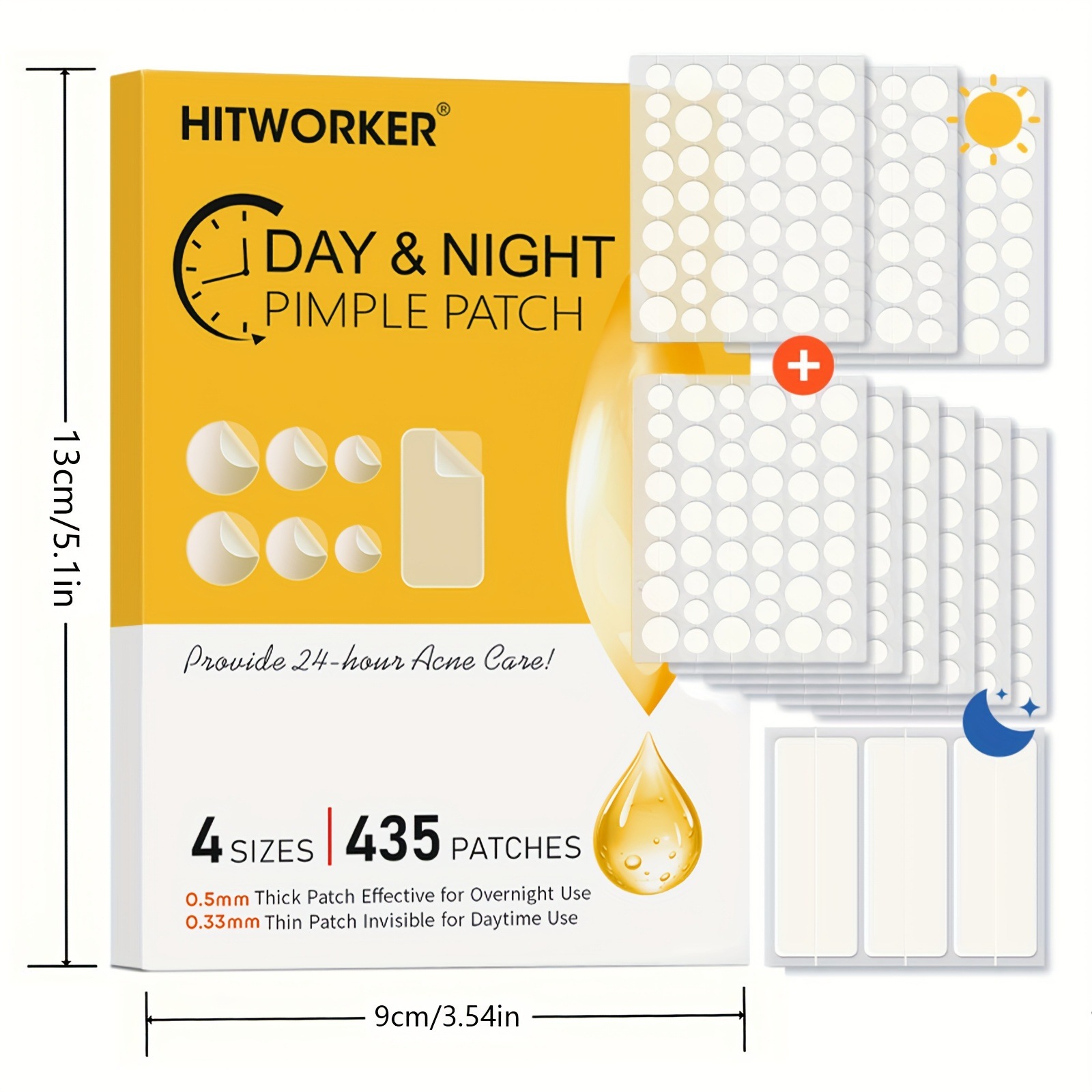 435枚の透明なニキビパッチ、アルコールフリー、肌に優しく刺 - Hydrocolloid Acne Patch のレビューと価格