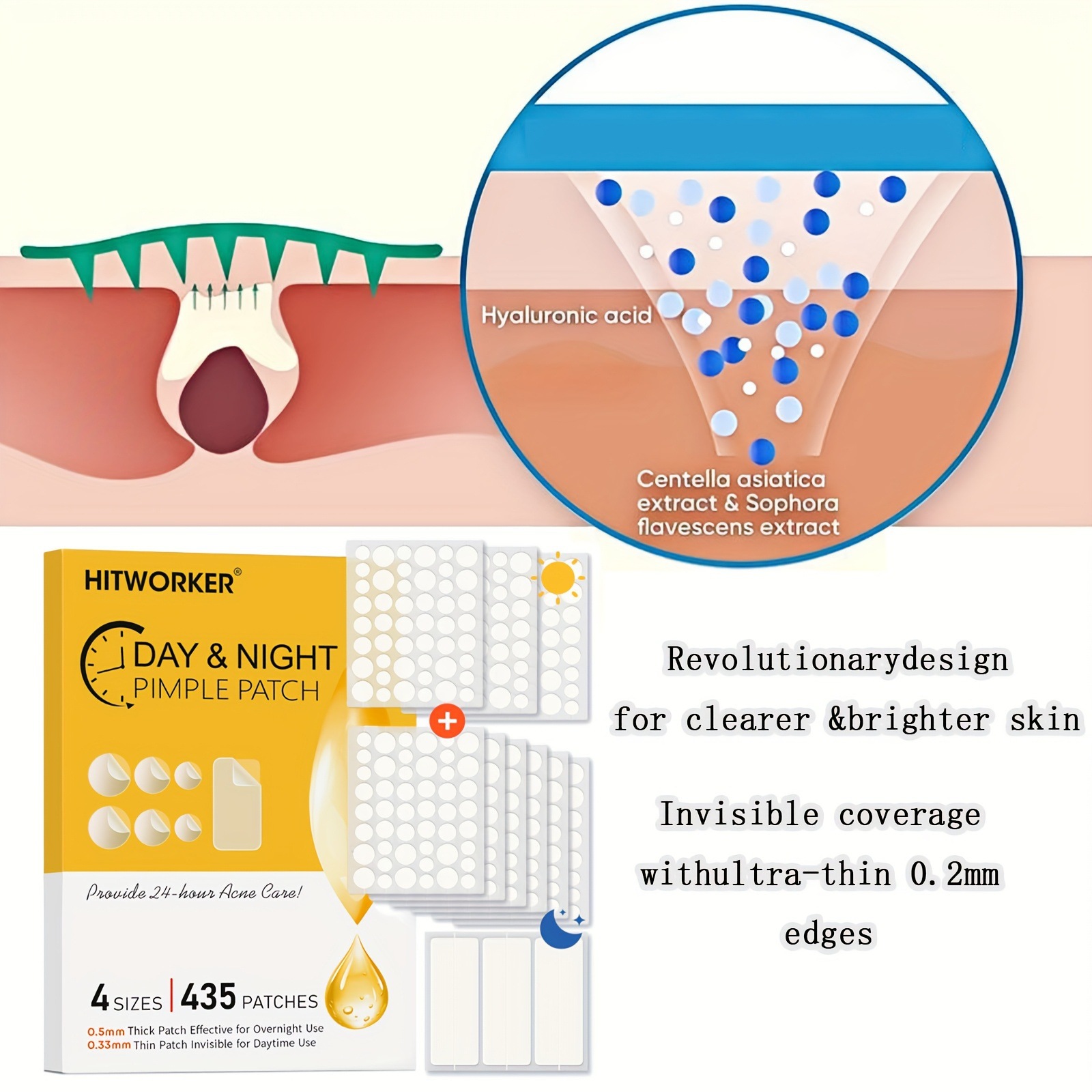 435枚の透明なニキビパッチ、アルコールフリー、肌に優しく刺 - Hydrocolloid Acne Patch のレビューと価格